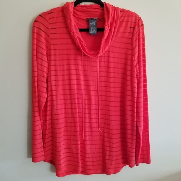 Chelsea & Theodore orange cowl neck top M - Picture 5 of 6